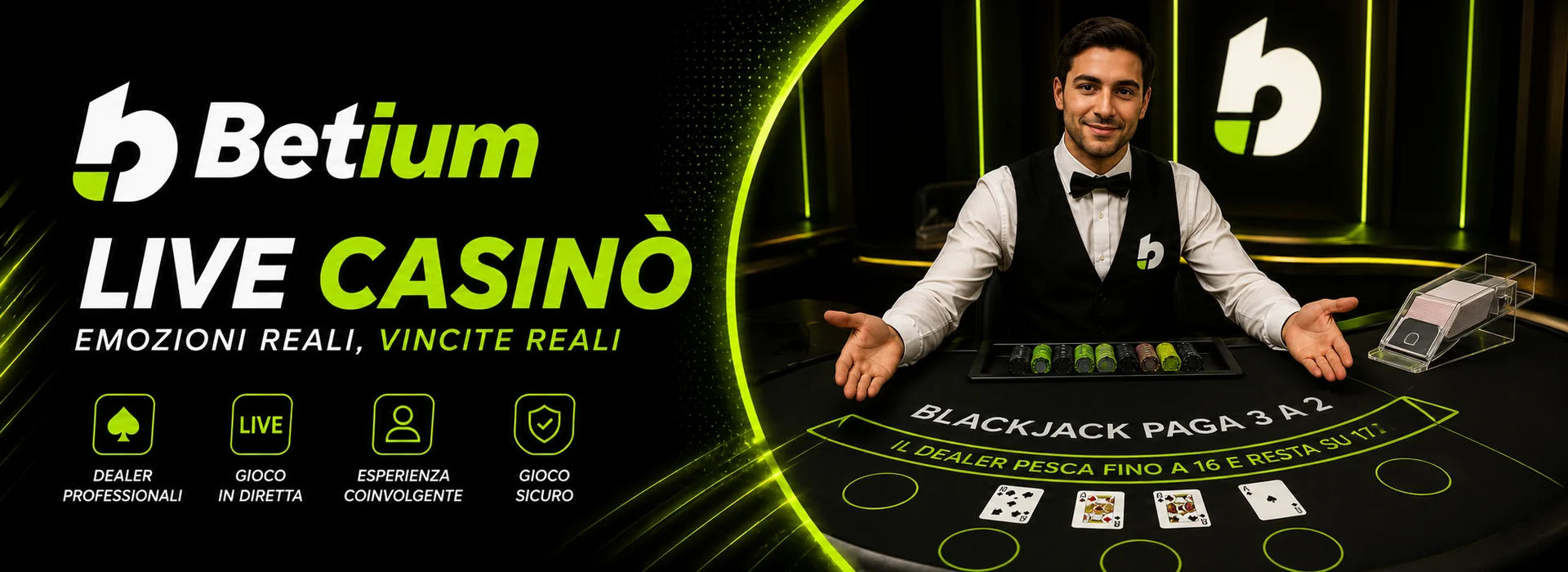 Casinò live Betium con i tavoli di Evolution